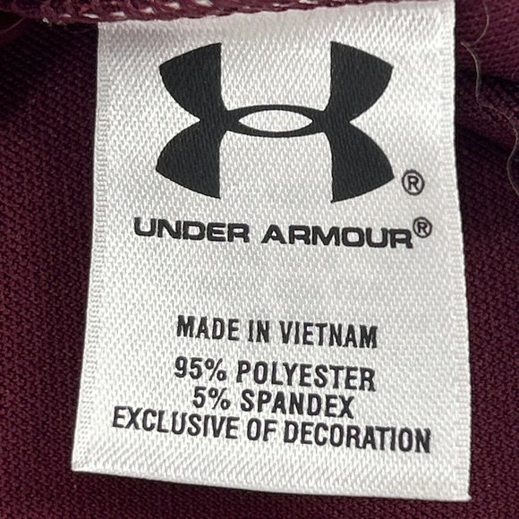 Under Armour Shirt Mens Virginia Tech Hokies L Maroon Short Sleeve Polo HeatGear - Picture 4 of 9